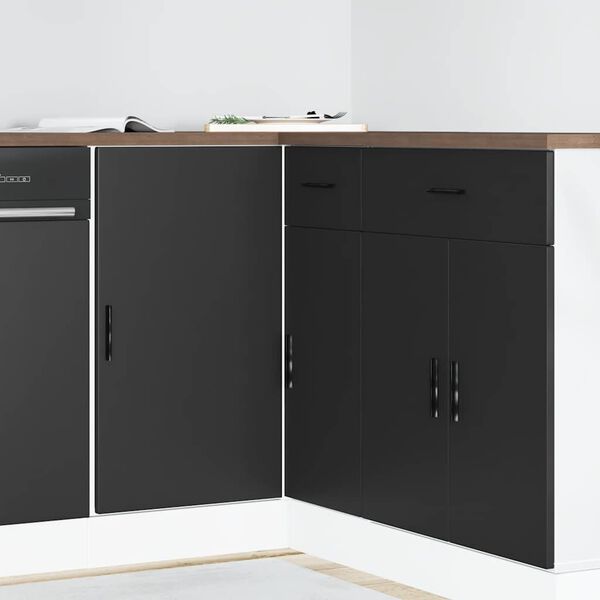 vidaXL Kitchen Base Cabinet Lyon Black Engineered Wood