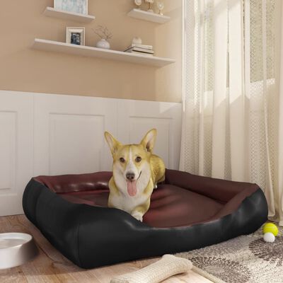 vidaXL Dog Bed Black and Brown 80x68x23 cm Faux Leather