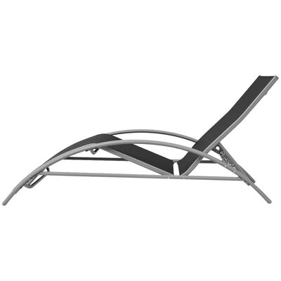 vidaXL Sun Loungers with Table Aluminium Black