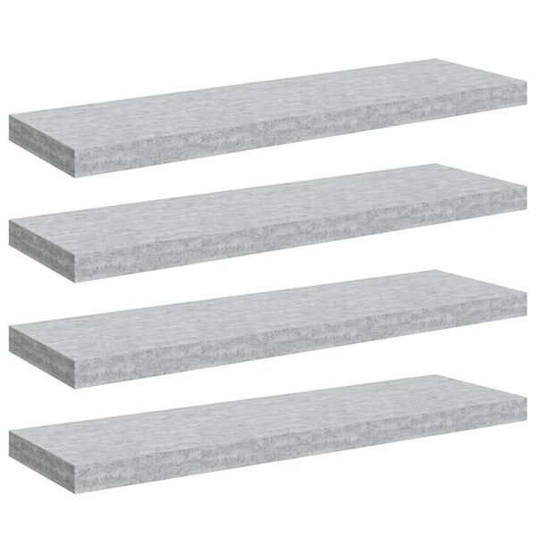 vidaXL Floating Wall Shelves 4 pcs Concrete Grey 80x23.5x3.8 cm MDF