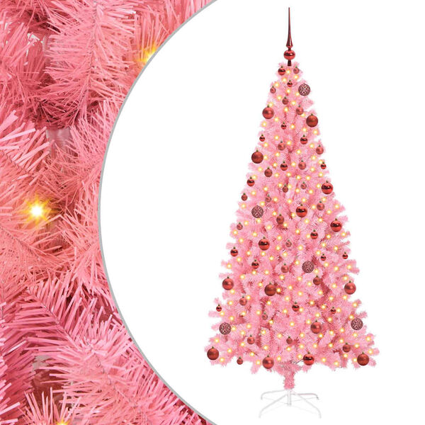 vidaXL Christmas Tree with 300 LEDs with Stand Pink 180 cm PVC