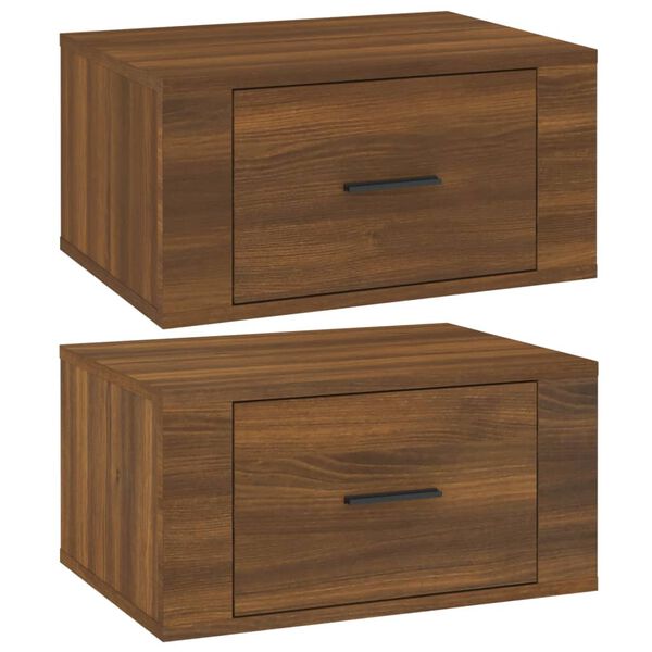 vidaXL Wall-mounted Bedside Cabinets 2 pcs Brown Oak 50x36x25 cm