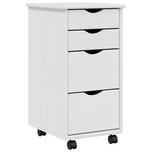 vidaXL Rolling Cabinet with Drawers "MOSS" White Solid Wood Pine
