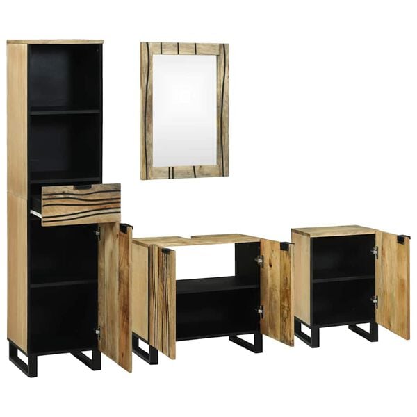 vidaXL Bathroom Furniture Set with Drawer 4 pcs Brown Engineered Wood