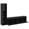 vidaXL TV Wall Unit with LED 4 pcs Black Oak Engineered Wood