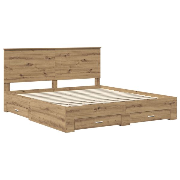 vidaXL Bed Frame with Drawer Artisan Oak 180 x 200 cm Engineered Wood