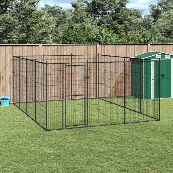 vidaXL Outdoor Dog Kennel Steel 14.52 m²