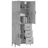 vidaXL Highboard Concrete Grey 69.5x34x180 cm Engineered Wood