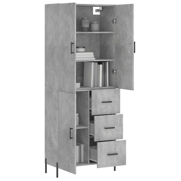 vidaXL Highboard Concrete Grey 69.5x34x180 cm Engineered Wood