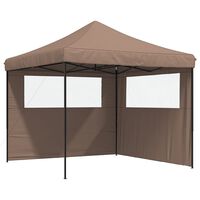 vidaXL Foldable Party Tent Pop-Up with 2 Sidewalls Brown
