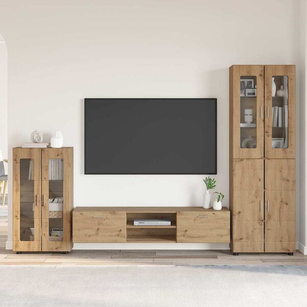 vidaXL TV Cabinet Set with Drawer FLORIN Artisan Oak Engineered Wood