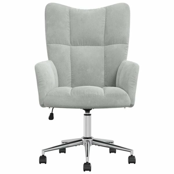 vidaXL Relaxing Chair with Wheel Light Grey 62 x 68.5 x 105 cm Velvet