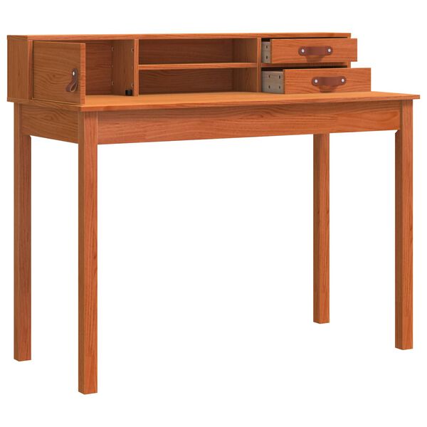vidaXL Desk with Drawer Wax Brown 110 x 50 x 93 cm Soild Pine Wood
