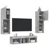 vidaXL 5 Piece TV Wall Units with LED Concrete Grey Engineered Wood