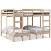 vidaXL Triple Bunk Bed Frame 160x200/80x160 cm Solid Wood Pine