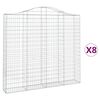 vidaXL Arched Gabion Baskets 8 pcs 200x30x180/200 cm Galvanised Iron