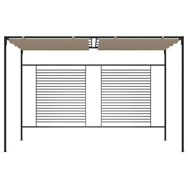 vidaXL Gazebo with Retractable Roof 3x4x2.3 m Taupe 180 g/m²