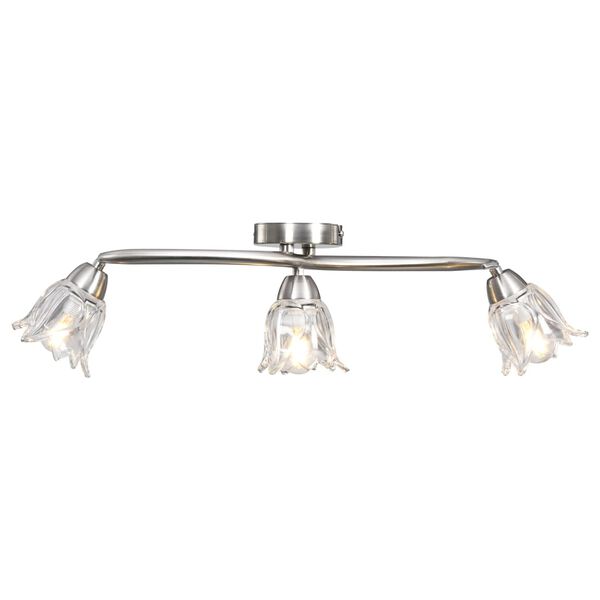 vidaXL Ceiling Lamp with Transparent Glass Shades for 3 E14 Bulbs Tulip
