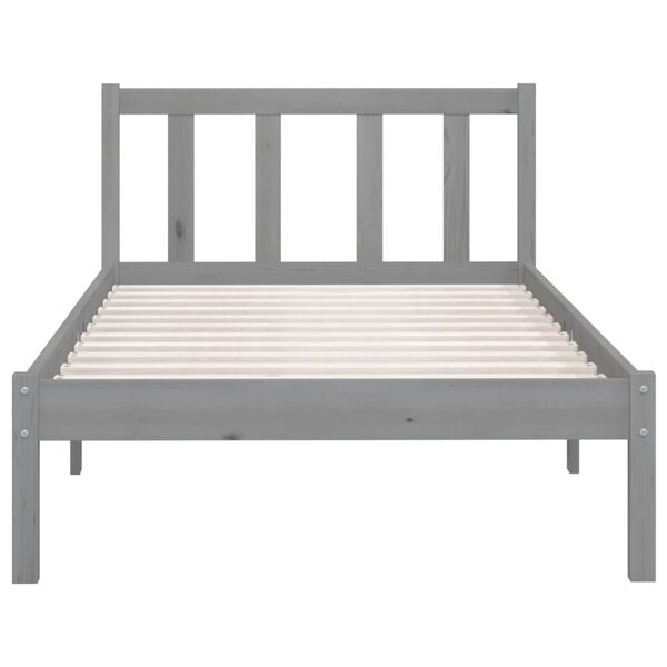 vidaXL Bed Frame without Mattress Grey Solid Wood 90x200 cm