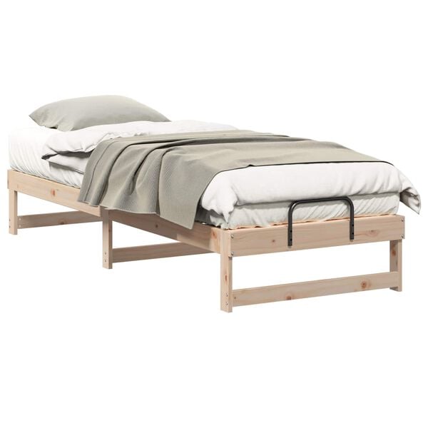 vidaXL Bed Frame with Carry Handles Brown Solid pine wood