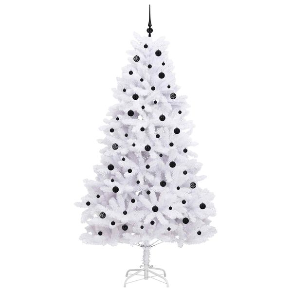 vidaXL Artificial Hinged Christmas Tree White 240 cm PVC and Steel