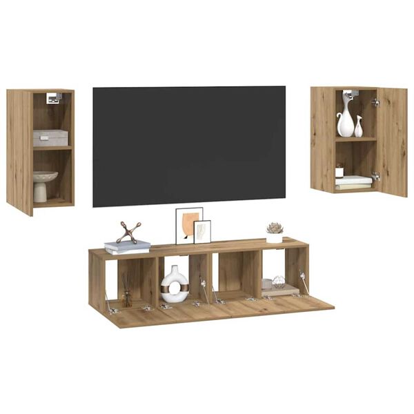 vidaXL TV Cabinet Set Wall-mounted 4 pcs Artisan oak 30.5 x 30 x 60 cm