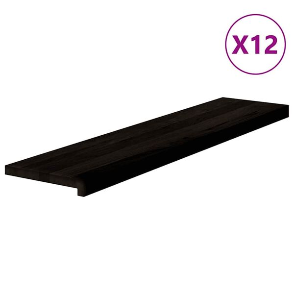 vidaXL Stair Treads 12 pcs Dark Brown 110x25x2 cm Solid Wood Oak