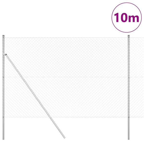 vidaXL Fence Post Silver 10 x 1.6 m (40 x 40 mm mesh) Steel