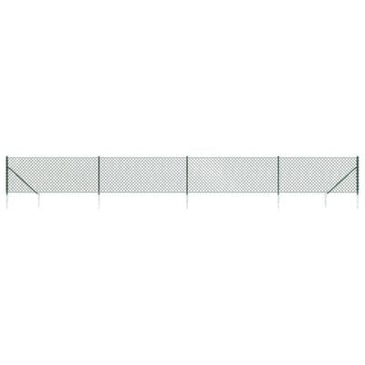vidaXL Chain Link Fence with Spike Anchors Green 0.8x10 m