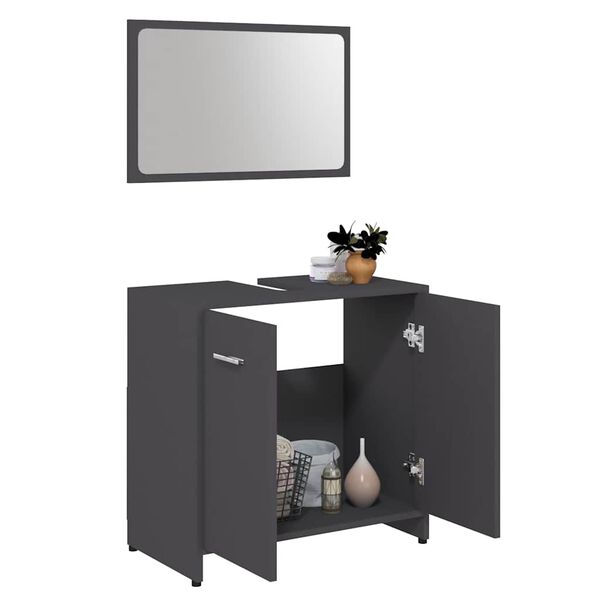vidaXL Bathroom Furniture Set Grey Engineered Wood