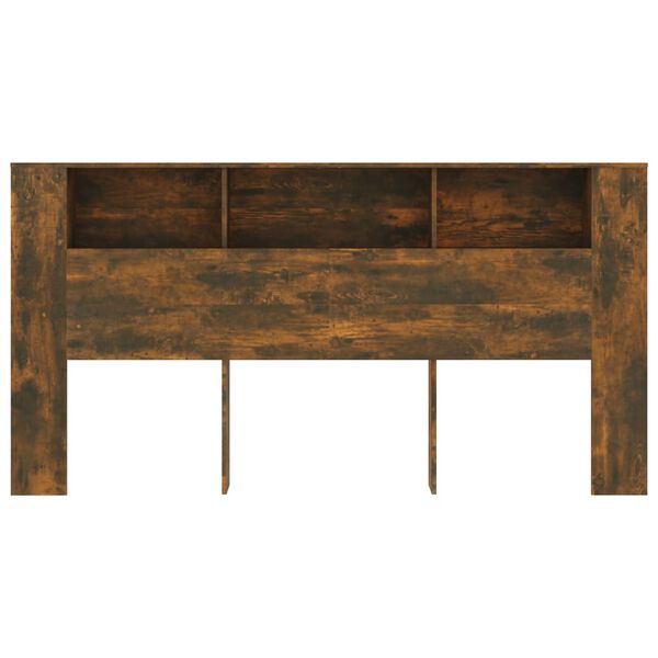 vidaXL Headboard Cabinet Smoked Oak 200x18.5x104.5 cm