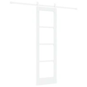 vidaXL Sliding Door White 61 x 198.5 cm Solid Pine Wood and Glass