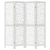 vidaXL Room Divider 4 Panels White Solid Wood Paulownia