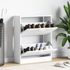 vidaXL White Wooden Shoe Cabinet with 2 Compartments