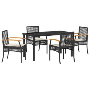 vidaXL Garden Dining Set 5 pcs Black Poly Rattan