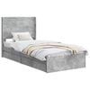 vidaXL Bed Frame with Storage and Headboard Concrete Grey 75 x 190 cm