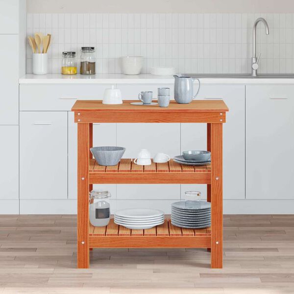 vidaXL Work Bench Wax Brown 78.5 x 50 x 80 cm Solid Pine Wood