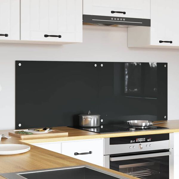 vidaXL Kitchen Backsplash 2 pcs Dark Grey 70 x 50 cm Tempered Glass