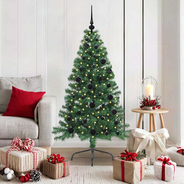 vidaXL Artificial Pre-lit Christmas Tree Green 150 cm PVC