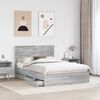 vidaXL Bed Frame with Drawer Grey Sonoma 140 x 190 cm Engineer Wood