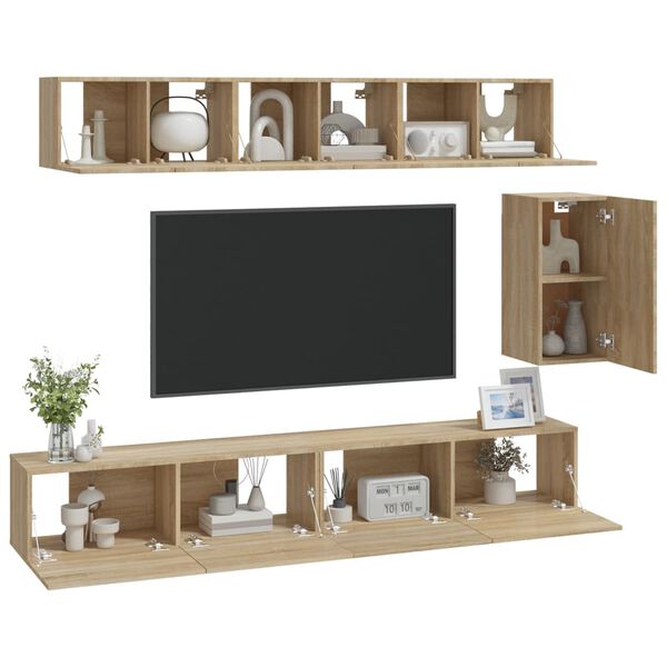 vidaXL 6 Piece TV Cabinet Set Sonoma Oak Engineered Wood