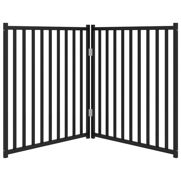 vidaXL Dog Gate Foldable 2 Panels Black 160 cm Solid Wood Fir