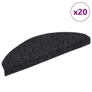 vidaXL Stair Mats Self-adhesive 20 pcs 65x21x4 cm Black Half Round Large