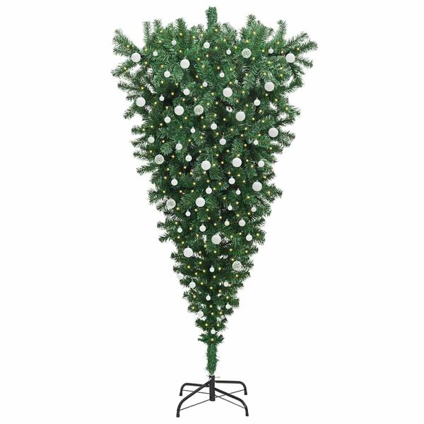 vidaXL Upside-down Artificial Pre-lit Christmas Tree with Ball Set PVC