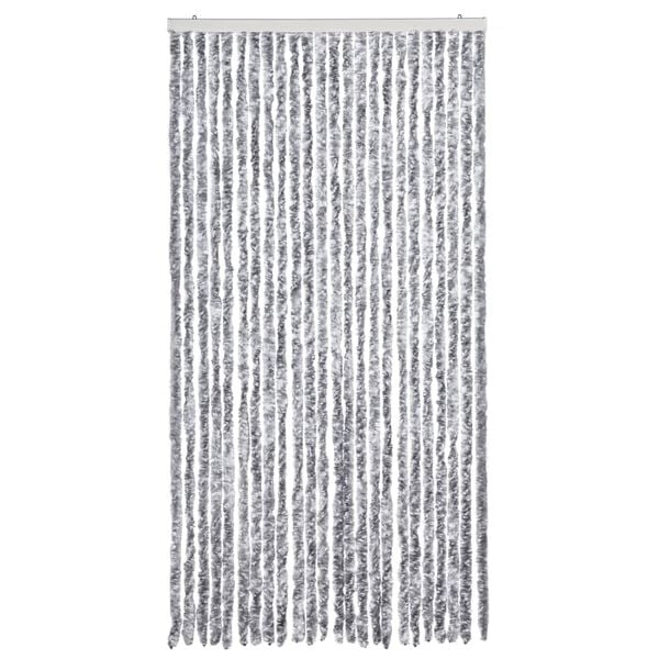 vidaXL Fly Curtain White and Grey 100x200 cm Chenille