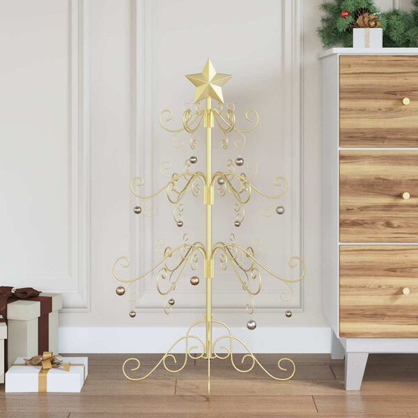 vidaXL Metal Christmas Tree with Stand Gold 90 cm Powder-coated steel