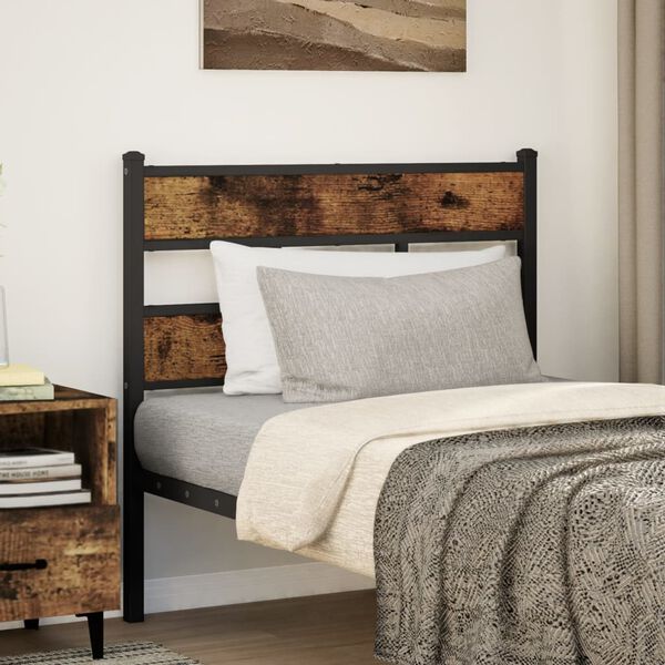 vidaXL Replace Headboard Smoked Oak 90 cm Iron and Engineered Wood