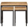 vidaXL Nesting Coffee Tables 3 pcs Solid Rough Mango Wood and Iron
