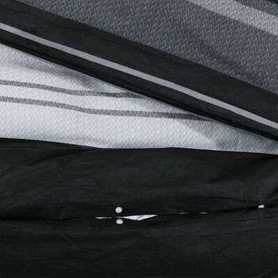 vidaXL Duvet Cover Set Black and White 225x220 cm Cotton
