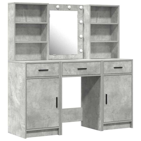 vidaXL Dressing Table Set 3 pcs Concrete Grey Engineered Wood